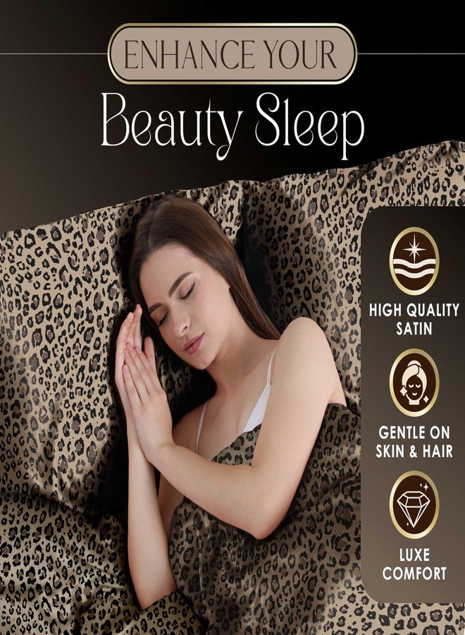 Martex 2 Pack Standard Pillow Cases - Silky Smooth Pillow Covers - Satin - Great for Hair & Skin - Luxury - Satin Pillowcase - Set of 2 - Leopard - Image 4