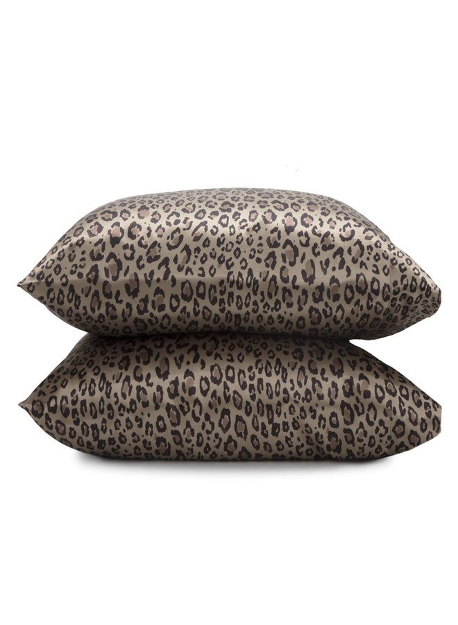 Martex 2 Pack Standard Pillow Cases - Silky Smooth Pillow Covers - Satin - Great for Hair & Skin - Luxury - Satin Pillowcase - Set of 2 - Leopard - Image 1