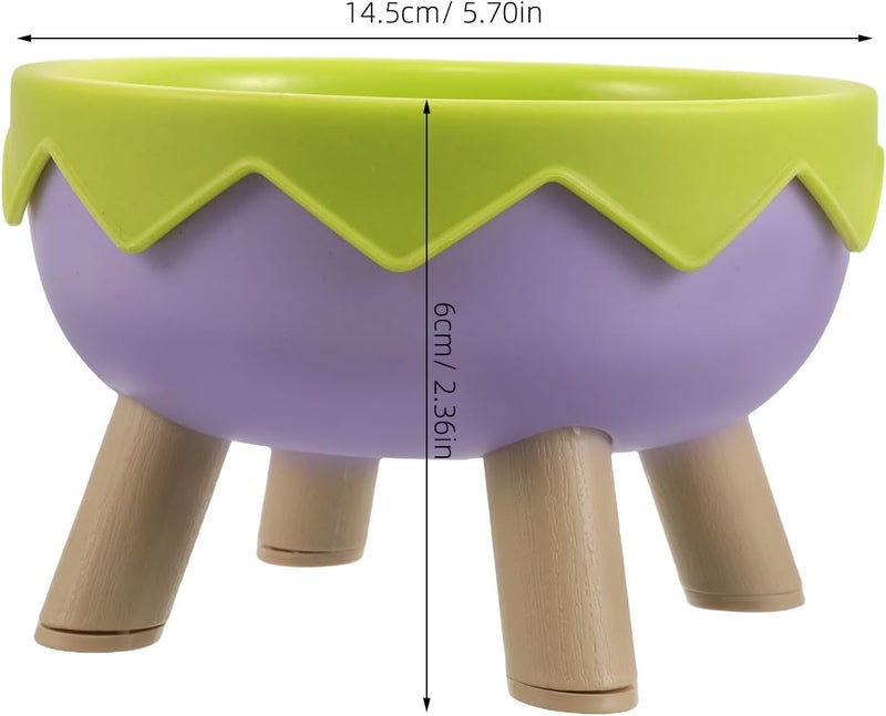 Uonlytech Elevated Pet Bowl Raised Cat Food Bowl with Non-Slip Base Tilted Small Dog Food Dish for Kittens and Flat-Faced Cats in Purple Green Eggshell Color - Image 2