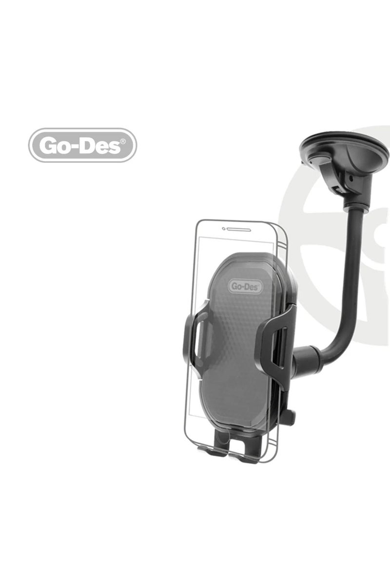 GO-DES GD-HD651360 Degree Flexible Universal Dashboard Car Phone Mount Windshield with Strong Suction Long Arm Shockproof Cell Phone Holder - Image 1