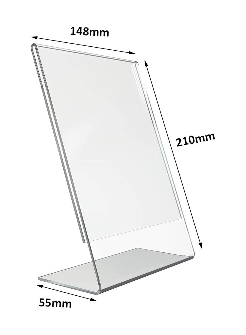 TPGP Acrylic Sign Holders A5, Plastic Display Stands A5 Acrylic L-Shaped Base Menu Holders for Tables, Poster Counter Leaflet Sign Stands for Restaurant, Hotel, Office, Shop, Stall, 2 Pack - Image 2