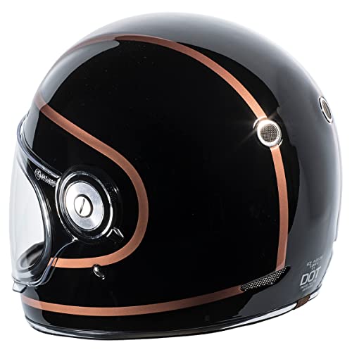 TORC T1 Unisex-Adult Retro Full-face-Helmet-Style Motorcycle (Copper Pin Gloss Black, Large) - Image 2