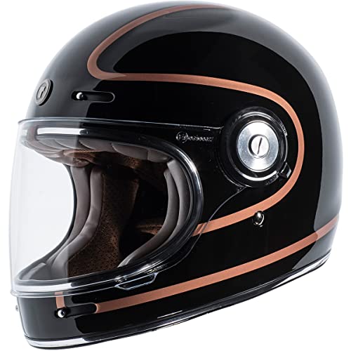 TORC T1 Unisex-Adult Retro Full-face-Helmet-Style Motorcycle (Copper Pin Gloss Black, Large) - Image 1