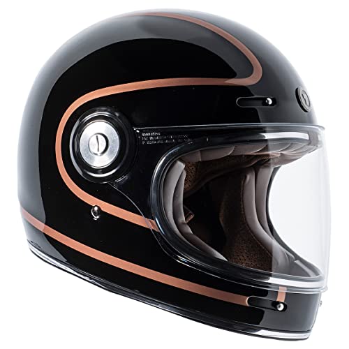 TORC T1 Unisex-Adult Retro Full-face-Helmet-Style Motorcycle (Copper Pin Gloss Black, Large) - Image 3