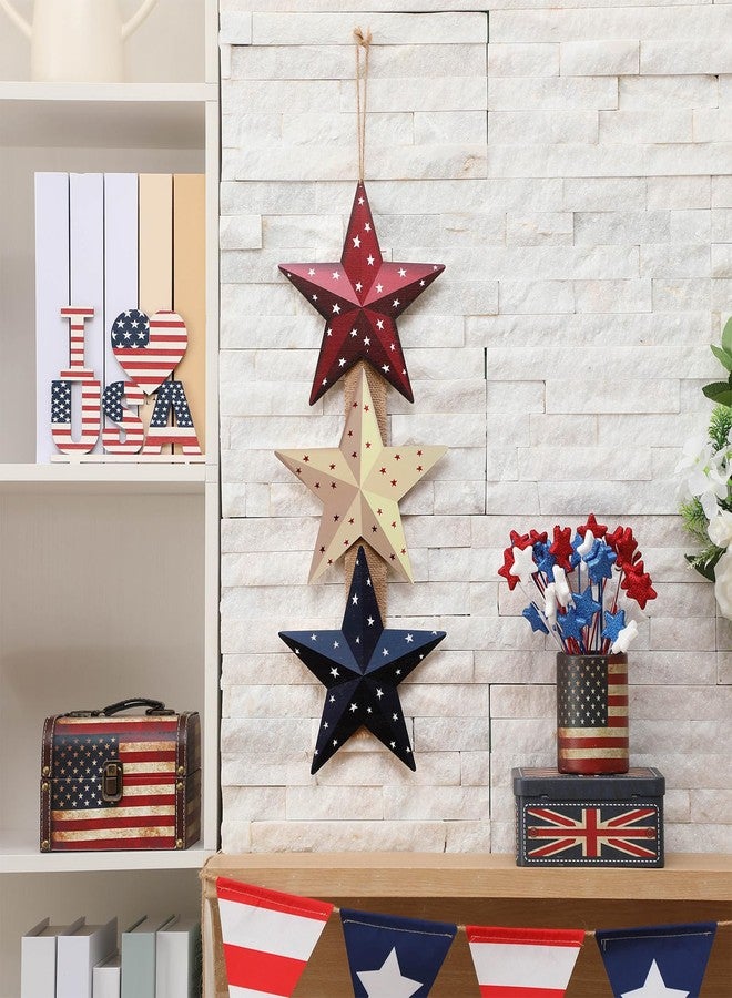 RattanView 4th of July Door Sign Rustic Star Patriotic Wreath Memorial Day Decoration 250th Anniversary Wooden Hanging Sign Plaque American Flag Independence Day Decorations for Front Door Porch Decor - Image 3