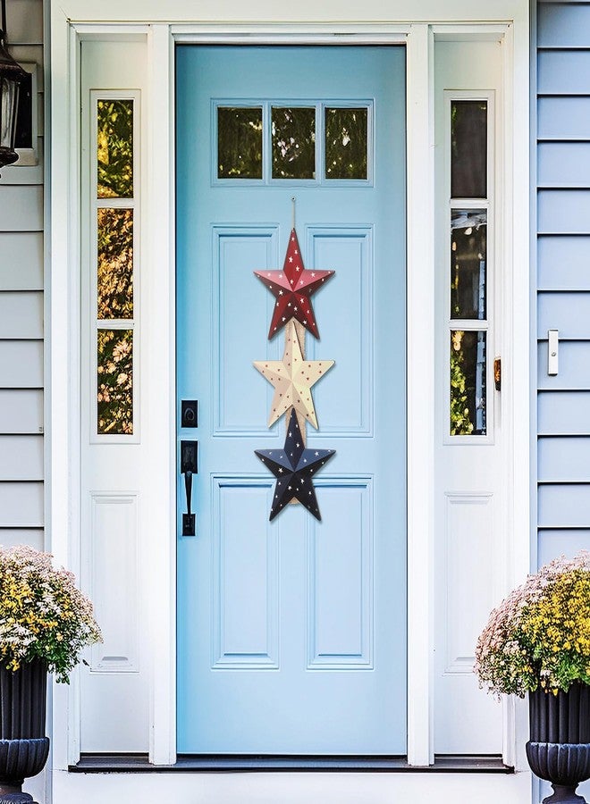 RattanView 4th of July Door Sign Rustic Star Patriotic Wreath Memorial Day Decoration 250th Anniversary Wooden Hanging Sign Plaque American Flag Independence Day Decorations for Front Door Porch Decor - Image 4