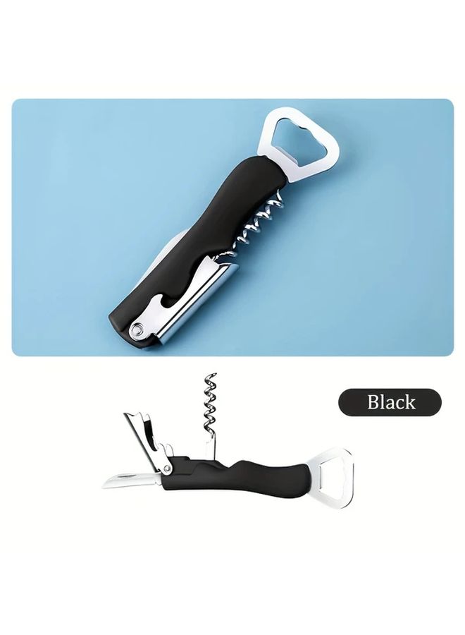 Black Stainless Steel Bottle Opener Corkscrew for Wine Beer Professional Home Use - Image 5