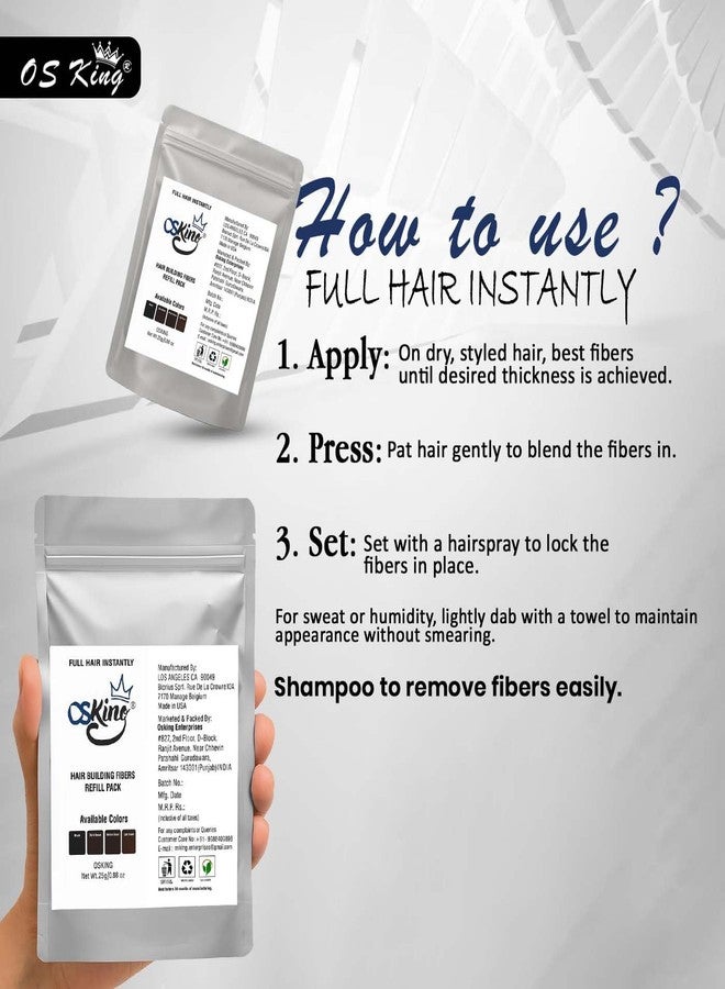 Osking Hair building fiber is absolutely natural & unnoticeable Refill Bag 25 gram Black Pack of 2 25+25= 50g - Image 4