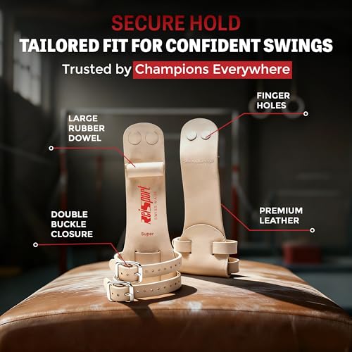 Reisport Protec Ring Gymnastics Grips for Men Triple Strength Leather Hand Grips for Gymnastics Rings Gymnastics Equipment Accessories for Advanced Gymnasts - Image 3