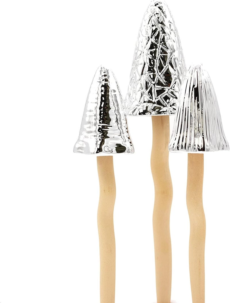 Bosmere Bosmere W122 Ceramic Silver Tinkling ToadstoolsSet of 3 Outdoor dcor  - Image 1