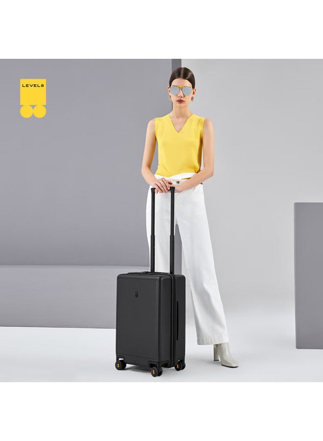 Level8 Luggage Men And Women Password Student Boarding Box 20-inch Traveler Series Classic Pc Universal Wheel Pull Rod Box Black - Image 1