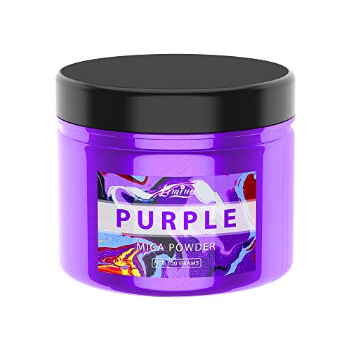 Limino Mica Powder Pure - 3.5oz Pearl Epoxy Resin Color Pigment - Cosmetic Grade Slime Coloring Pigment - Natural Soap Dye for Soap Making Supplies Kit, Bath Bomb Colorant, Paint, Nail Art (Purple) - Image 1