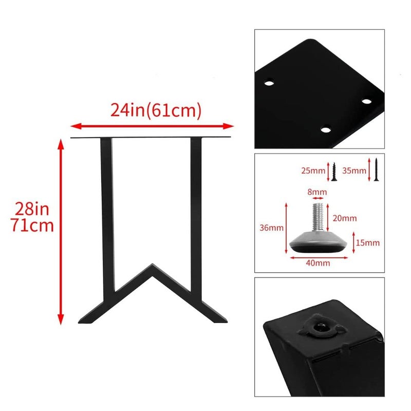Ventuos KGroup Black Table Legs Mild Steel Table Legs for Computer Desk Table Dining Table Legs W Shape Leg 2602 - Image 2