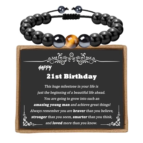 Sereney Happy 21st Birthday Gifts for Him as 21st Birthday Decorations for Him, Adjustable Triple Protection Bracelet as 21 Year Old Birthday Gifts for Boys,21 st Bday Jewelry Gift for 21 Year Old Male - Image 1
