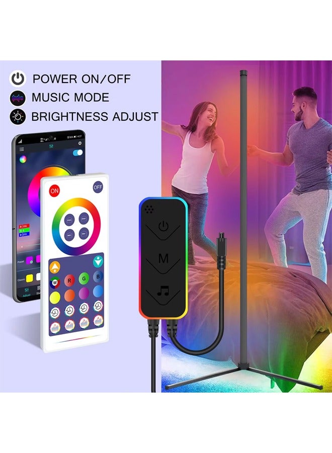 إن كي أكس مصباح أرضي LED RGBIC إصدار بلوتوث للتحكم عن بعد للزاوية الدائمة وغرفة النوم والديكور على جانب السرير وغرفة المعيشة 1.6 متر - Image 2