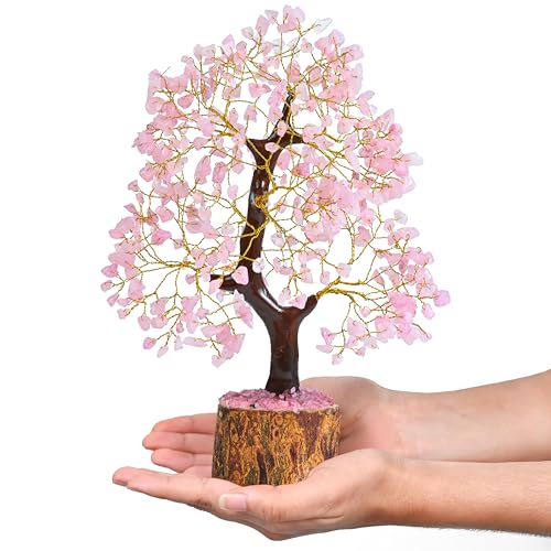 Crocon Rose Quartz Crystal Tree Room Decor and Pink Home Decor Healing Crystals Chakra Tree of Life Birthday Gifts for Women Mom Her Sister House Warming Gifts New Home Spiritual Presents Womens Gift - Image 1