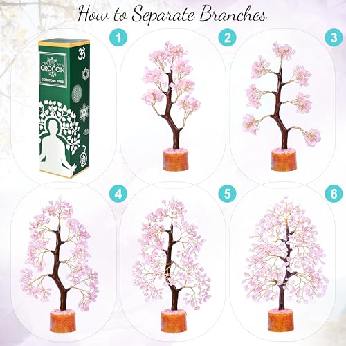 Crocon Rose Quartz Crystal Tree Room Decor and Pink Home Decor Healing Crystals Chakra Tree of Life Birthday Gifts for Women Mom Her Sister House Warming Gifts New Home Spiritual Presents Womens Gift - Image 4