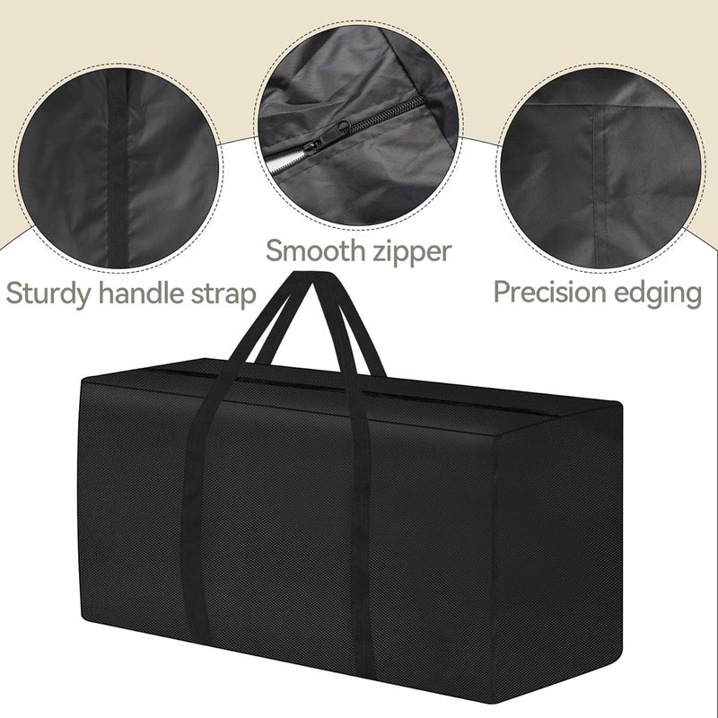Klmnop Outdoor Cushion Storage Bag, 68 Inch Extra Large Waterproof Patio Cushion Storage Bag with Zipper and Handles for Patio Garden Furniture Cushions(Black) - Image 3