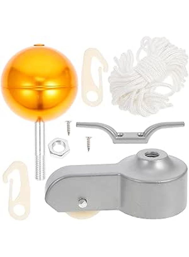 Gold Plated Flagpole Fitting Kit 8pcs For Outdoor Repair And Installation - Image 1