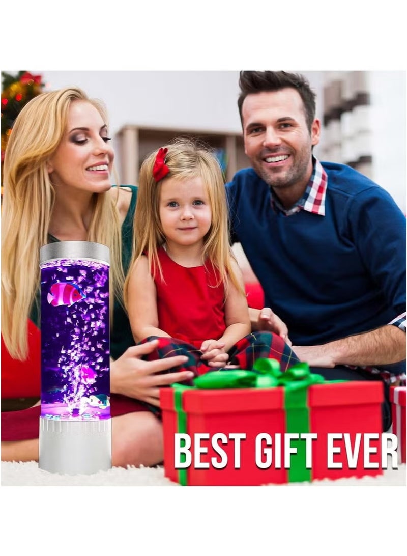 Raxoom Bubble Fish Lava Lamp | Desktop Sensory LED Bubble Lamp | Color Changing Aquarium lamp | Artificial Fish Tank with Moving Fish, Sea Horse, Jellyfish | Gift for Kids, Adults, ADHD & Autism - Image 4