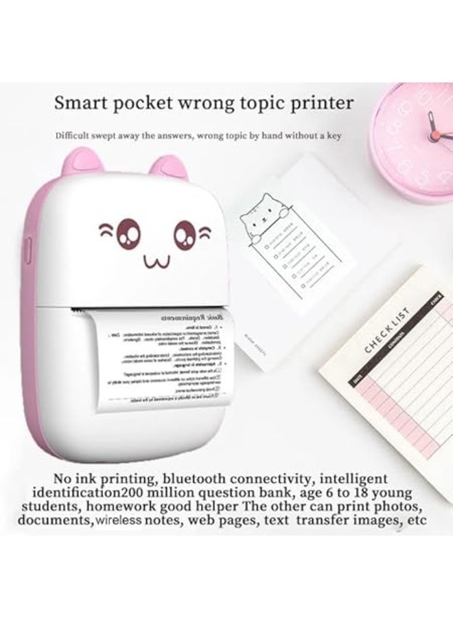 طابعة محمولة ، طابعة جيب صغيرة طابعة حرارية لاسلكية بلوتوث مع كابل USB ورق الطباعة الحرارية لملاحظة صور الويب طباعة المستندات الملصقات دراسة إيصال المكتب المنزلي ، - Image 2