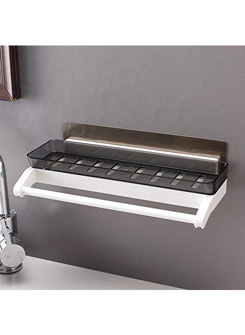 DYRROTH DYRROTH Bathroom Shelf Adhesive Wall Mounted Shampoo Shower Shelves Holder Kitchen Storage Rack Organizer with Towel Bar Bath Accessories No Drilling  - Image 1