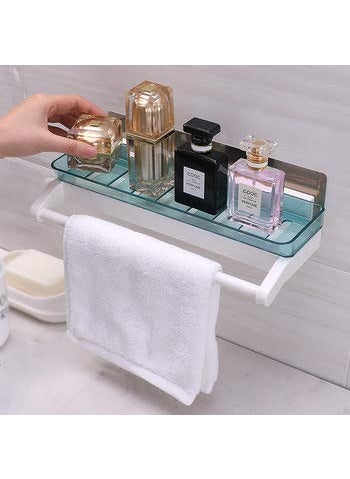 DYRROTH DYRROTH Bathroom Shelf Adhesive Wall Mounted Shampoo Shower Shelves Holder Kitchen Storage Rack Organizer with Towel Bar Bath Accessories No Drilling  - Image 5
