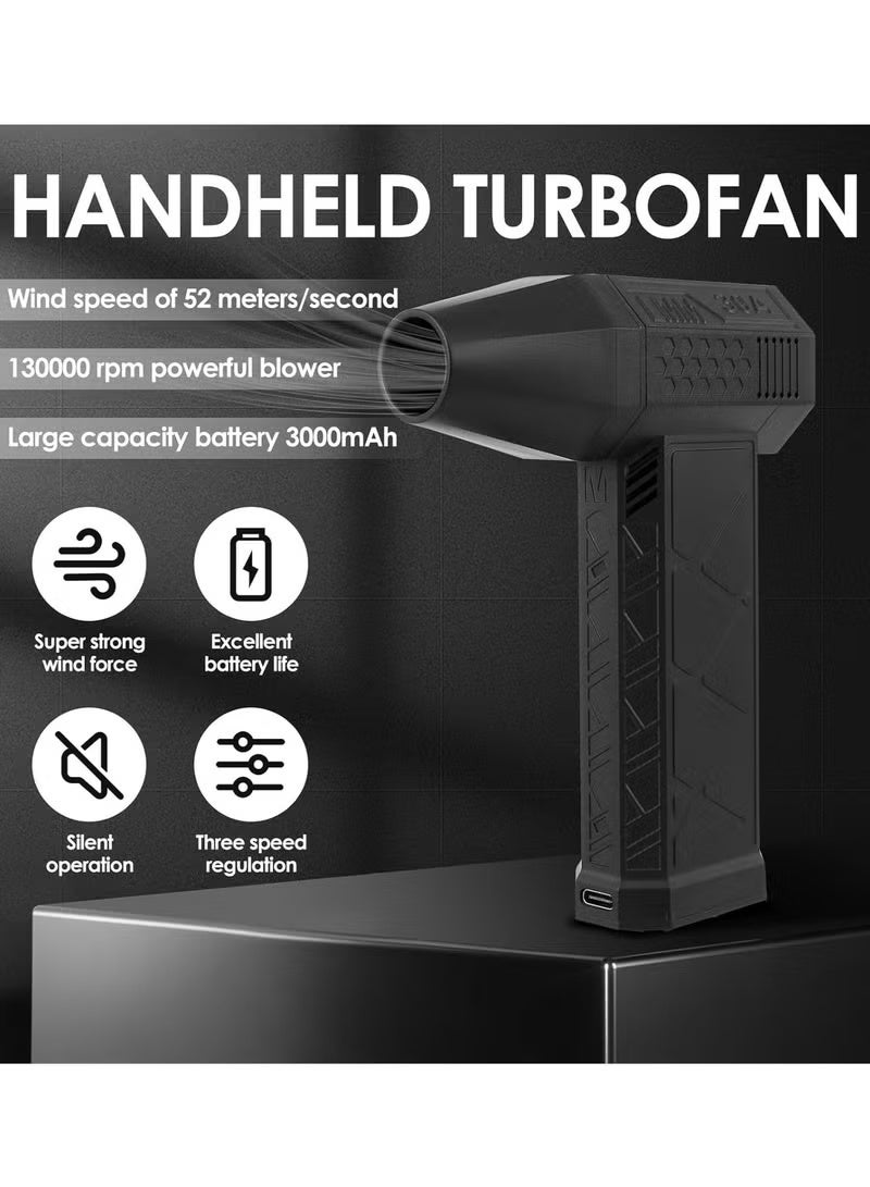 Raxoom Mini Jet Fan Electric Air Blower Gun & Small Hand Fan with Turbo Blades , Super Power AirDuster, 130,000 RPM Wind Speed 52m/s New Portable Turbo Violent - Image 5