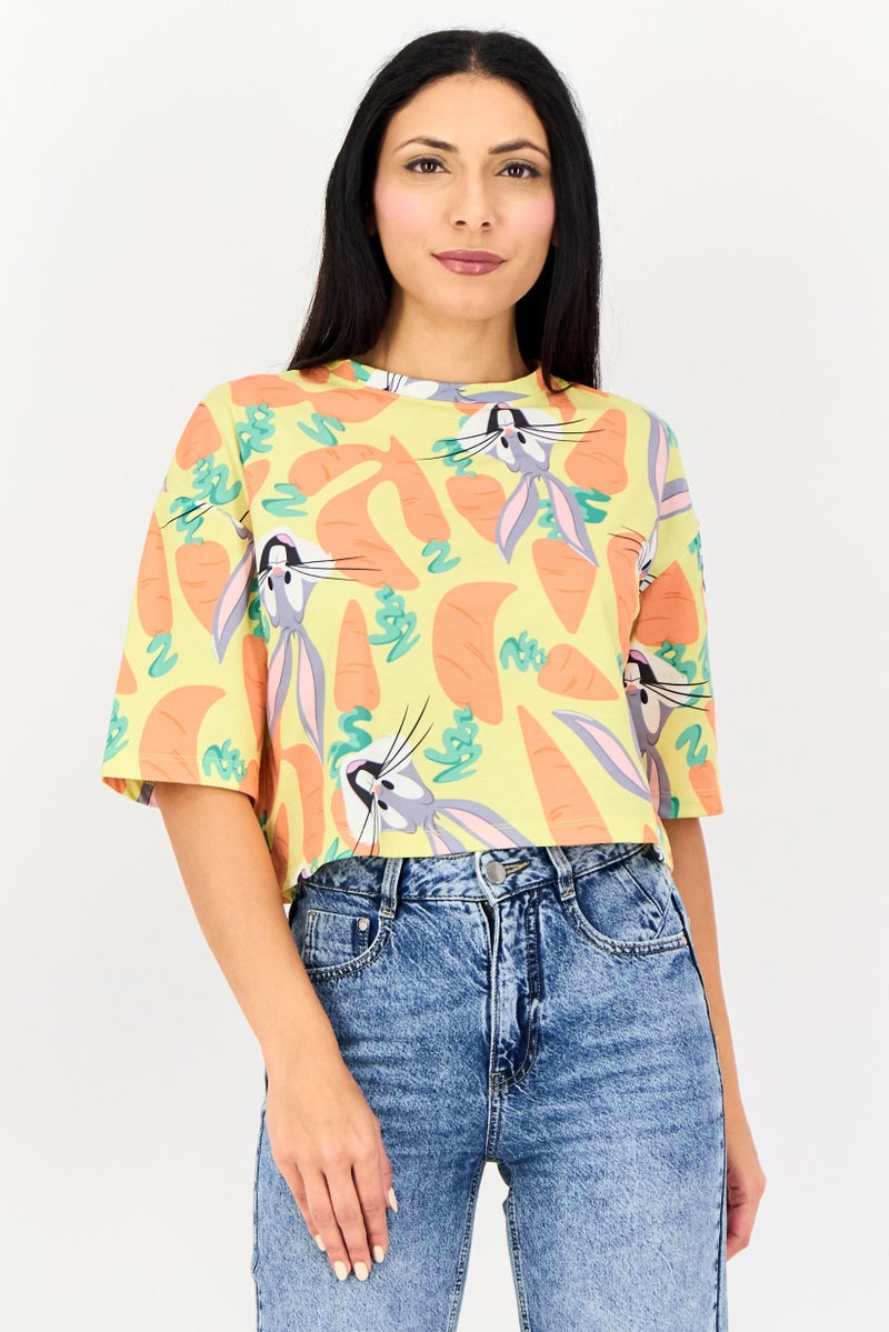 ONLY Looney Tunes x Only Women Crew Neck 3/4 Sleeve Looney Tunes Print T-Shirt, Multicolor - Image 1