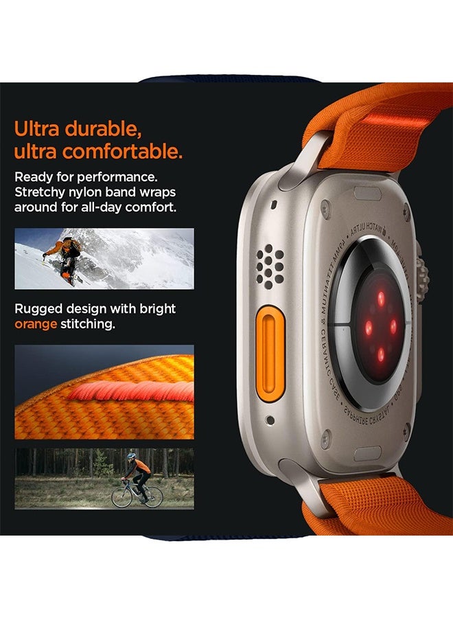 Happy D Soft nylon elastic woven strap, suitable for Apple Watch Ultra 2, Apple Watch Series 11/10/9/8/7/6/5/4/3, orange, 42/44/45/46/49mm - Image 2