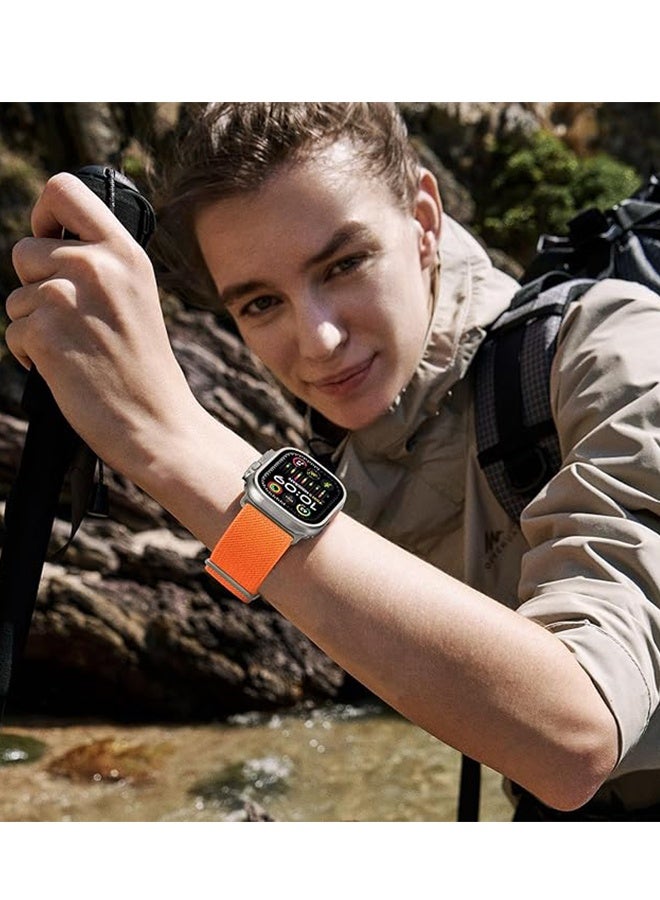 Happy D Soft nylon elastic woven strap, suitable for Apple Watch Ultra 2, Apple Watch Series 11/10/9/8/7/6/5/4/3, orange, 42/44/45/46/49mm - Image 4