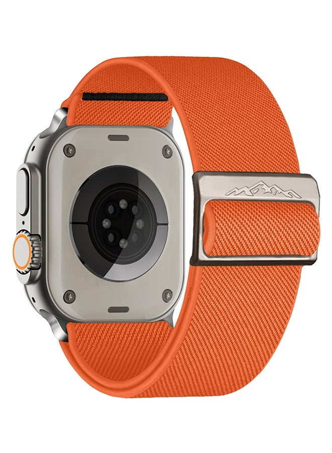 Happy D Soft nylon elastic woven strap, suitable for Apple Watch Ultra 2, Apple Watch Series 11/10/9/8/7/6/5/4/3, orange, 42/44/45/46/49mm - Image 1