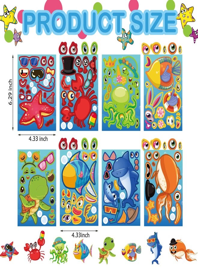 DUJAA 32 Sheets Make Your Own Ocean Animals Stickers for Kids Classroom DIY Art Craft Teacher Rewards Summer Party Favor Sticker for Birthday Gift Children Room Ocean Decorated - Image 3