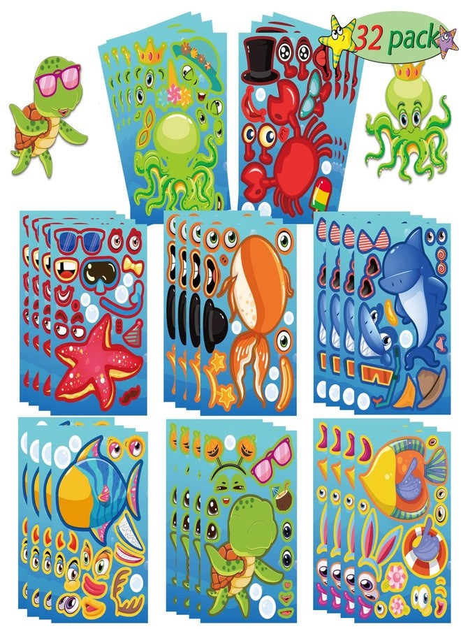DUJAA 32 Sheets Make Your Own Ocean Animals Stickers for Kids Classroom DIY Art Craft Teacher Rewards Summer Party Favor Sticker for Birthday Gift Children Room Ocean Decorated - Image 1