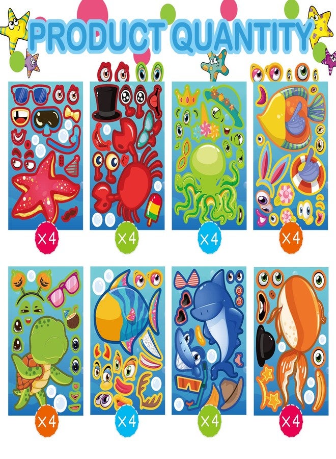 DUJAA 32 Sheets Make Your Own Ocean Animals Stickers for Kids Classroom DIY Art Craft Teacher Rewards Summer Party Favor Sticker for Birthday Gift Children Room Ocean Decorated - Image 2
