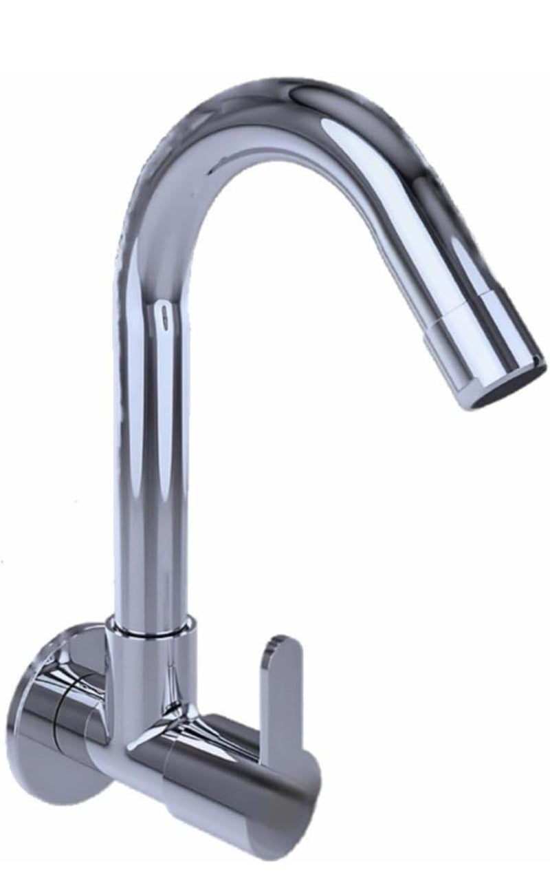 Elegant Wall Mounted 12Inch Chrome Sink Cock Durable Sleek and CorrosionResistant Pillar Cock for Bathroom and Kitchen Basins - Image 1