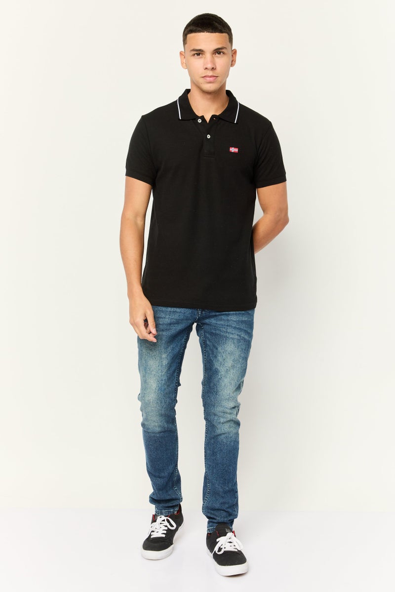 Nordland Men Regular Fit Embroidered Logo Short Sleeve Lifestyle Polo Shirt, Black - Image 2