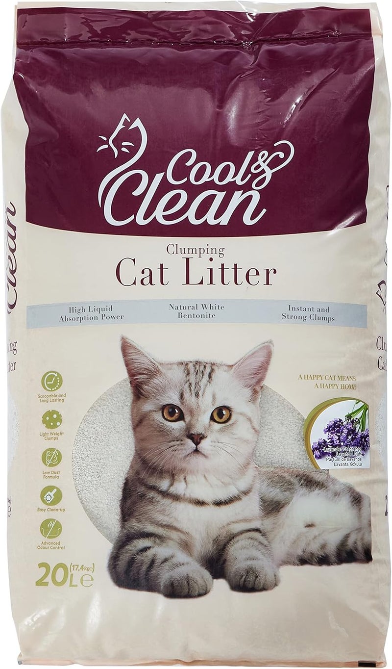 باتيماكس سماد قطط Patimax Cool & Clean Clumping، سعة 20 لتر، نكهة اللافندر - Image 1