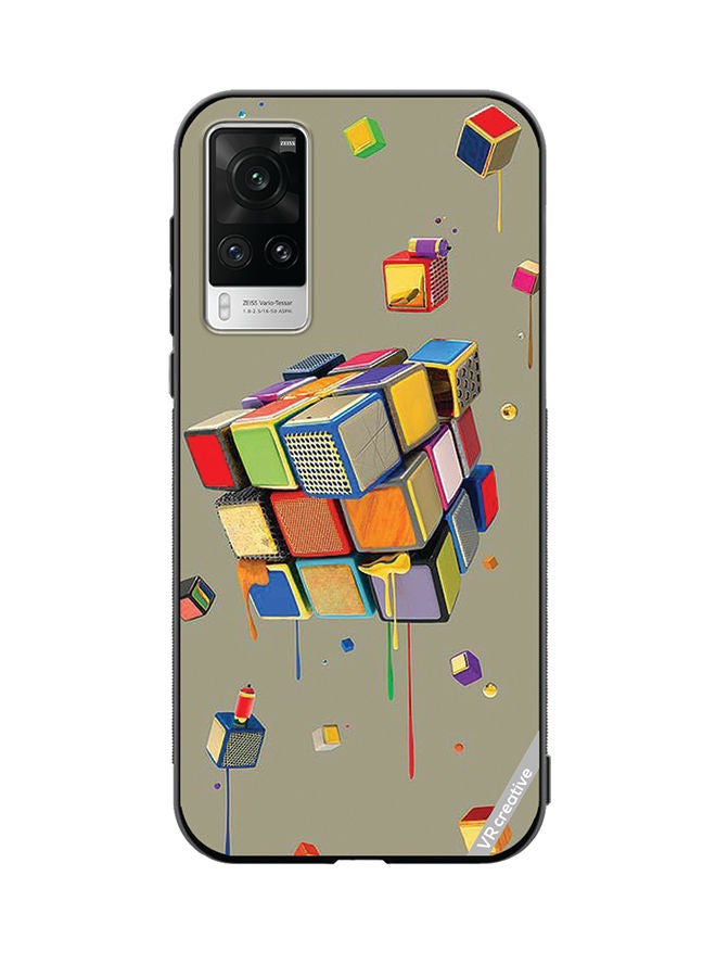 VR CREATIVE Protective Case Cover For Vivo X60 Pro Cubes Design Multicolour - Image 1