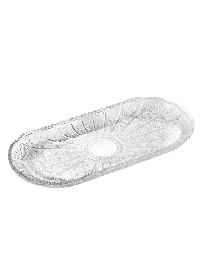 Clear Premium Glass Fruit Plate 33.5x15.2CM Durable Serving Tray for Home Use Kitchen Dining Everyday Use