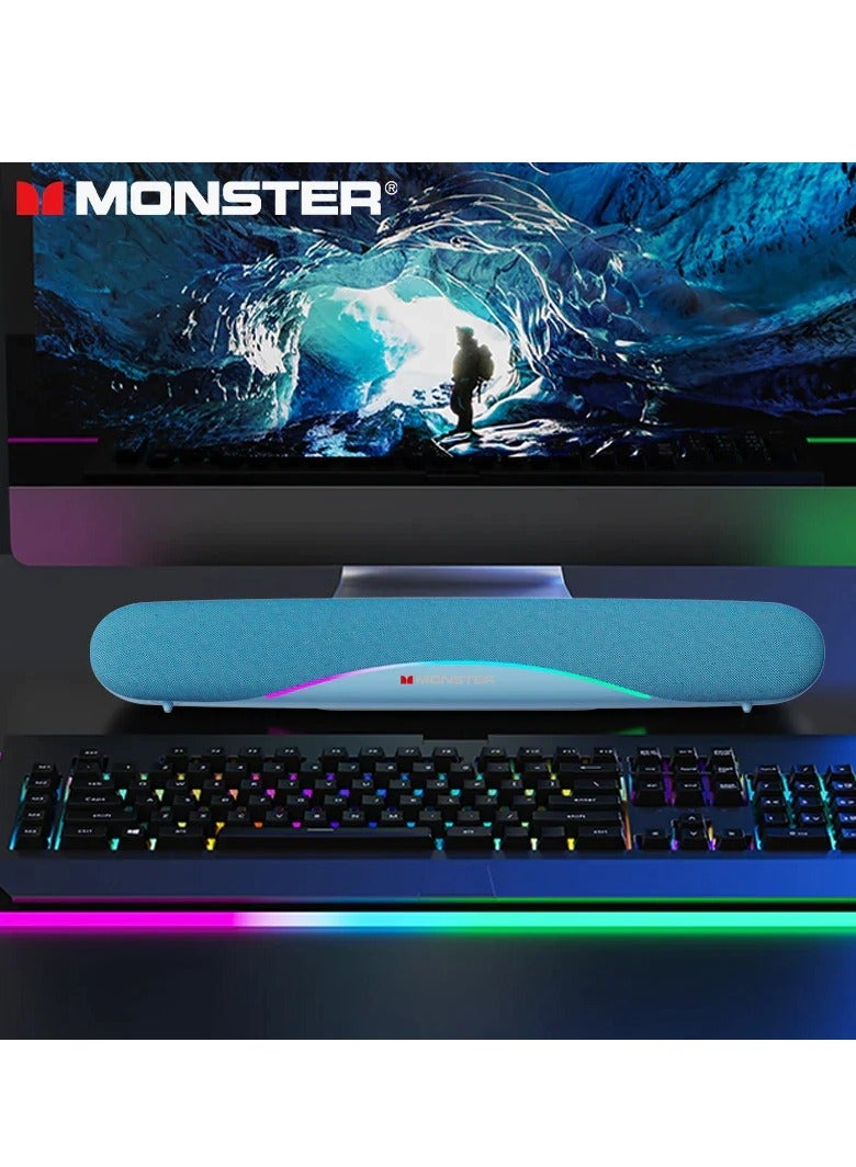 Monster G08 Bluetooth Speaker Smart Compatible Bluetooth 5.3 LED Lights Blue - Image 2