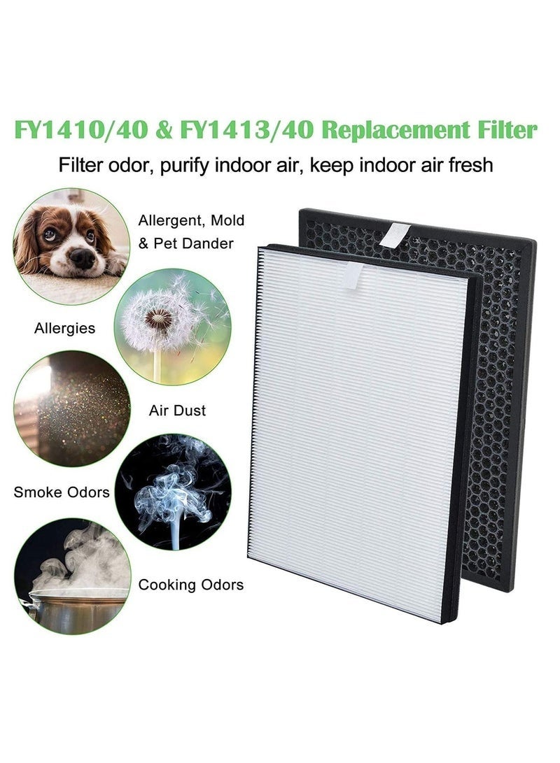 مجموعة فلتر بديلة من الكربون النشط FY1413/40 وفلتر بديل من الكربون النشط FY1410/40 متوافق مع أجهزة تنقية الهواء من Philips Series 1000 1000i، بديل AC1214 AC1215 AC1217 AC2729 (فلتر HEPA + فلتر الكربون النشط) - Image 3