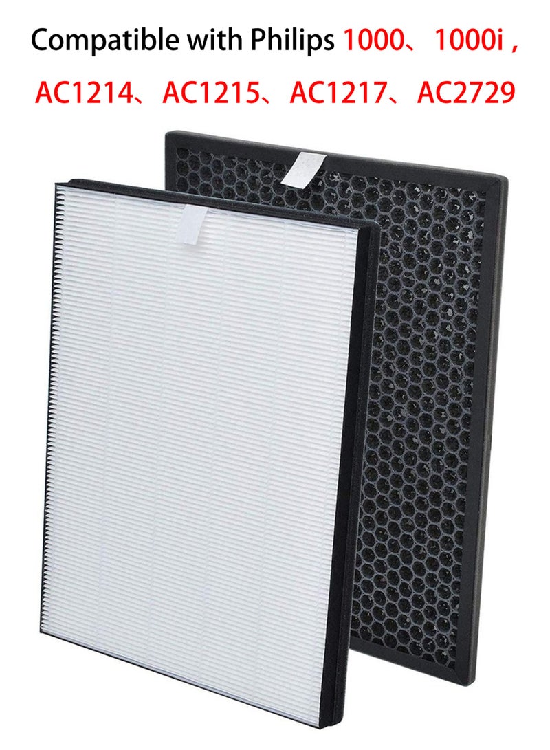 مجموعة فلتر بديلة من الكربون النشط FY1413/40 وفلتر بديل من الكربون النشط FY1410/40 متوافق مع أجهزة تنقية الهواء من Philips Series 1000 1000i، بديل AC1214 AC1215 AC1217 AC2729 (فلتر HEPA + فلتر الكربون النشط) - Image 1