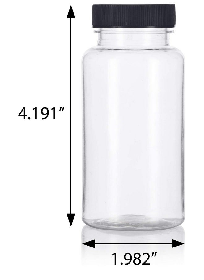 JUVITUS 5 Oz Clear Plastic Pet Packer Bottle With Black Ribbed Lid (6 Pack) + Labels  - Image 2