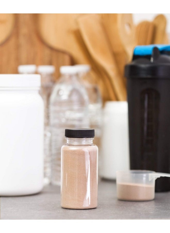JUVITUS 5 Oz Clear Plastic Pet Packer Bottle With Black Ribbed Lid (6 Pack) + Labels  - Image 3