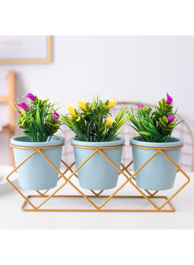 Bluejw Empty Melamine Flowerpot With Metal Bracket - Image 1