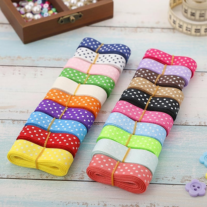 QingHan Polka Dot Grosgrain Ribbon: 5/8 inch 40 Yards (20colors x 2yards) - Image 3