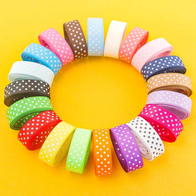 QingHan Polka Dot Grosgrain Ribbon: 5/8 inch 40 Yards (20colors x 2yards) - Image 2