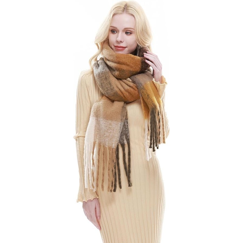 RIIQIICHY Plaid Scarf for Women Chunky Scarves Winter Warm Thick Oversized Blanket Scarf - Image 5