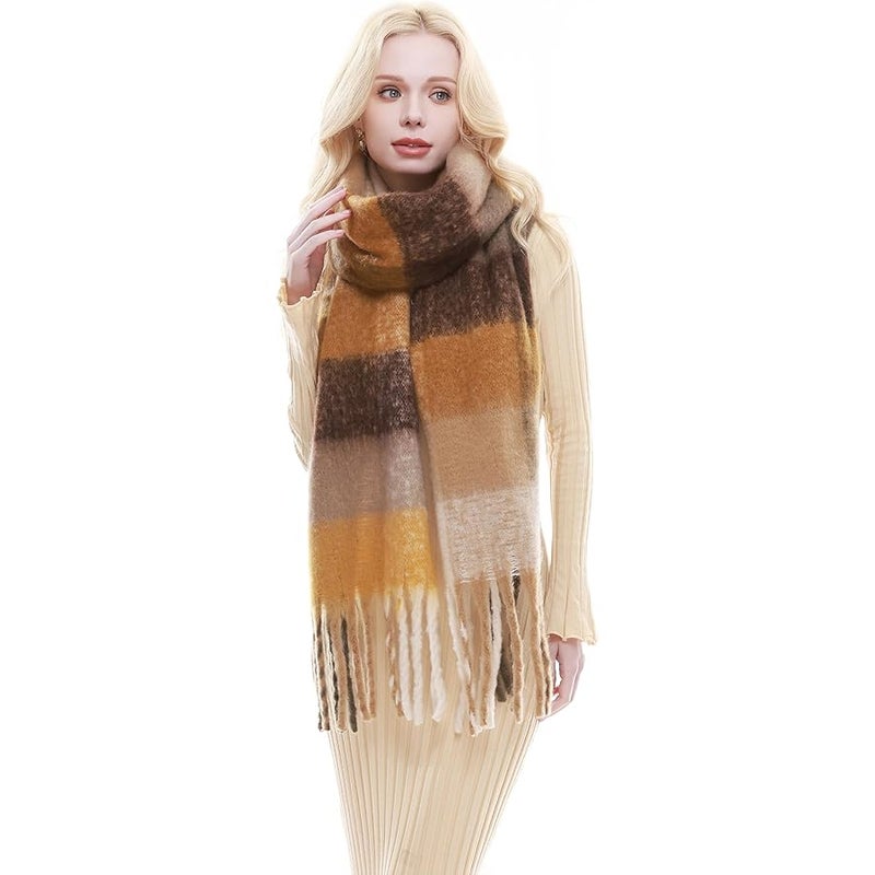 RIIQIICHY Plaid Scarf for Women Chunky Scarves Winter Warm Thick Oversized Blanket Scarf - Image 2